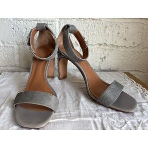 10 Crosby Derek Lam Gray Sz 8 Heels Pony Hair Ankle Strap
